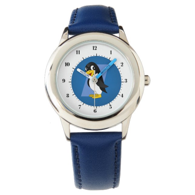 Cute penguin cartoon - blue watch (Front)