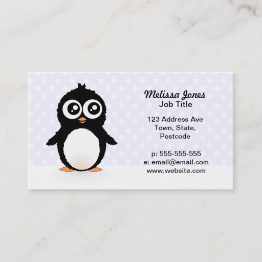 Customizable Cute penguin cartoon business card templates