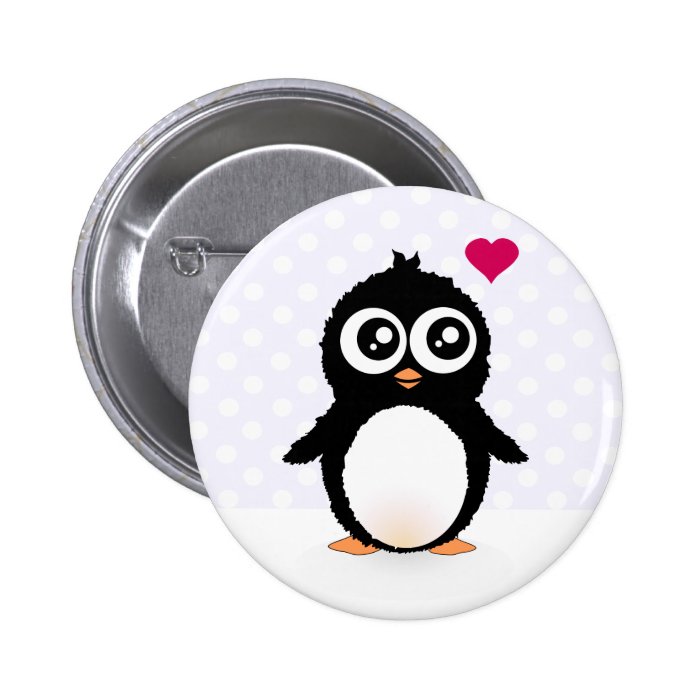 Cute penguin cartoon button