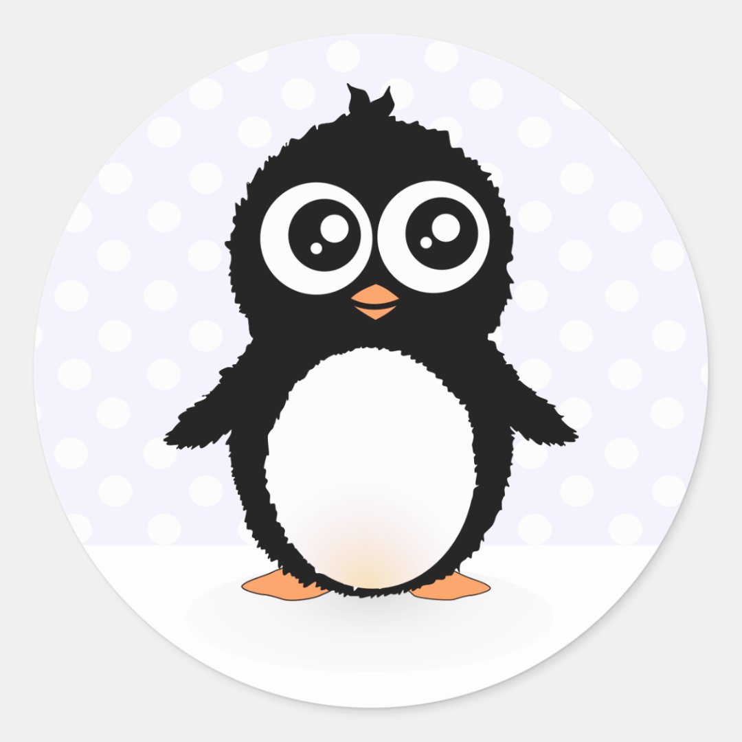 Cute penguin cartoon classic round sticker | Zazzle