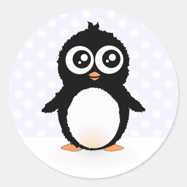 Cute penguin cartoon classic round sticker (Front)