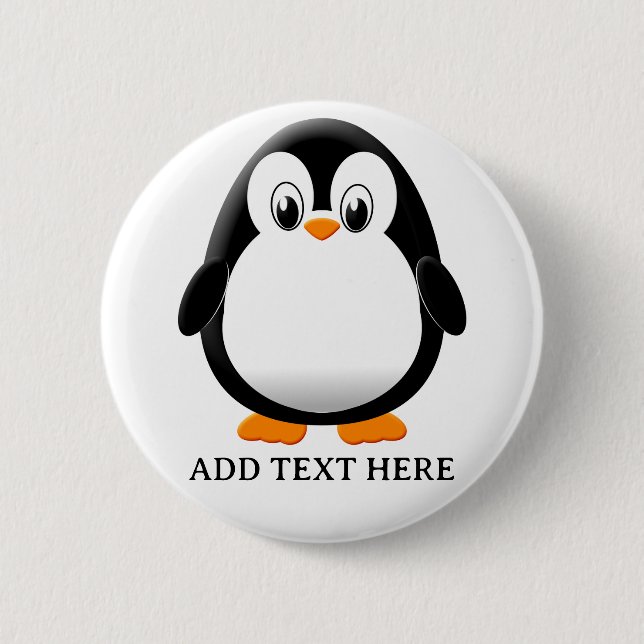 Cute Penguin Cartoon Custom Button (Front)