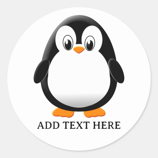 Cute Penguin Cartoon Custom Classic Round Sticker (Front)