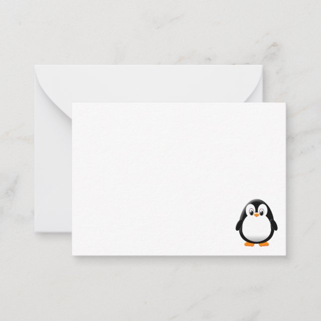 Cute Penguin Cartoon Custom Note Card (Front)