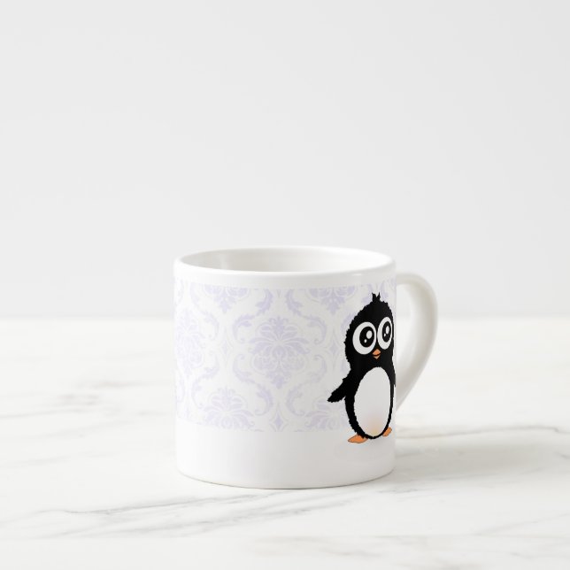 Cute penguin cartoon espresso cup (Front Right)