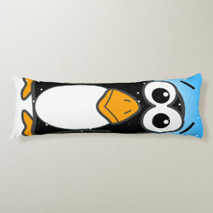Cute Penguin Cartoon Illustrated Blue Body Pillow