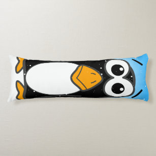 Cute Penguin Cartoon Illustrated Blue Body Pillow