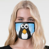 Cute Penguin Cartoon Illustrated Blue Face Mask (Worn Her)