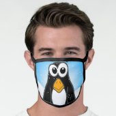 Cute Penguin Cartoon Illustrated Blue Face Mask (Worn Him)