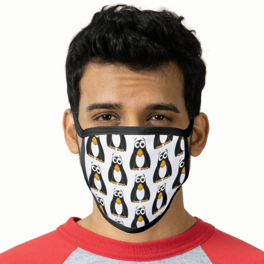 Cute Penguin Cartoon Illustrated Pattern Face Mask (Worn Him)
