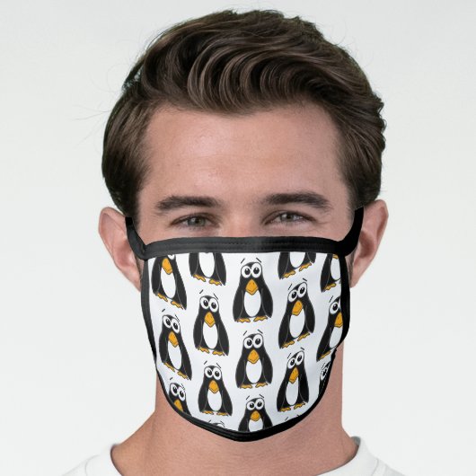 Cute Penguin Cartoon Illustrated Pattern Face Mask (Worn Him)