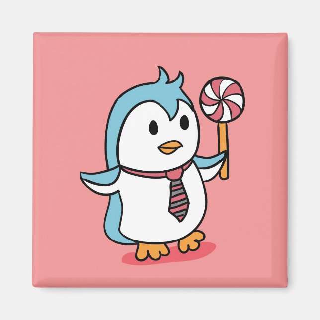 Cute Penguin Cartoon Magnet (Front)