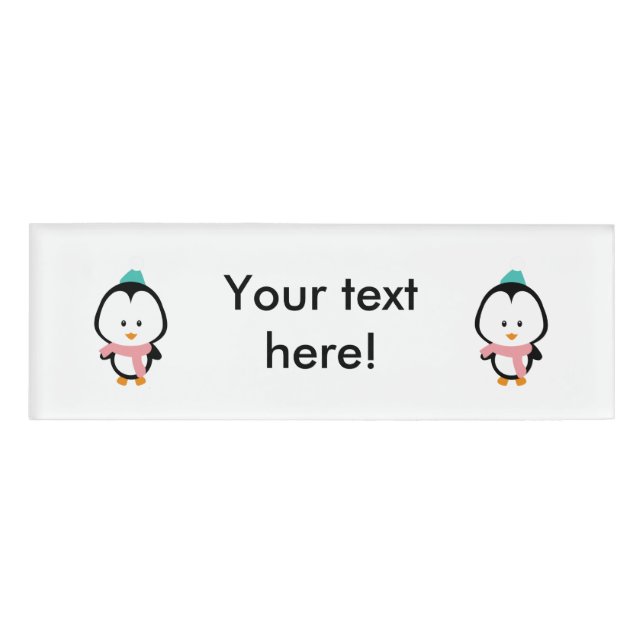 Cute penguin cartoon name tag (Front)