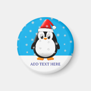 Cute Penguin Cartoon Snow Flakes Custom Christmas Magnet