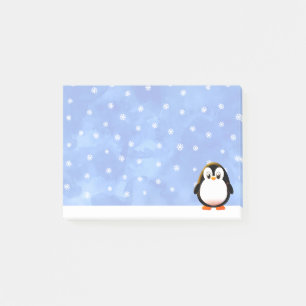 Cute Penguin Cartoon Snow Flakes Watercolor Custom Post-it Notes