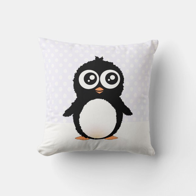 Cute penguin cartoon throw pillow (Front)