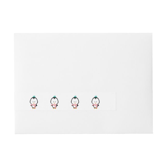 Cute penguin cartoon wrap around address label (Front)