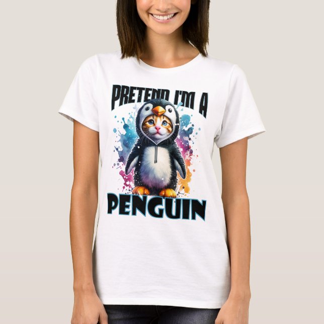 Cute Penguin Cat Design for Playful Creations T-Shirt (Front)