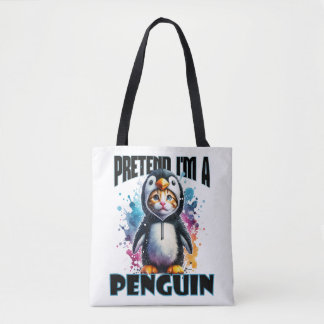 Cute Penguin Cat Design for Playful Creations Tote Bag