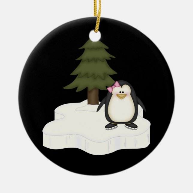 Cute Penguin Ceramic Ornament (Front)