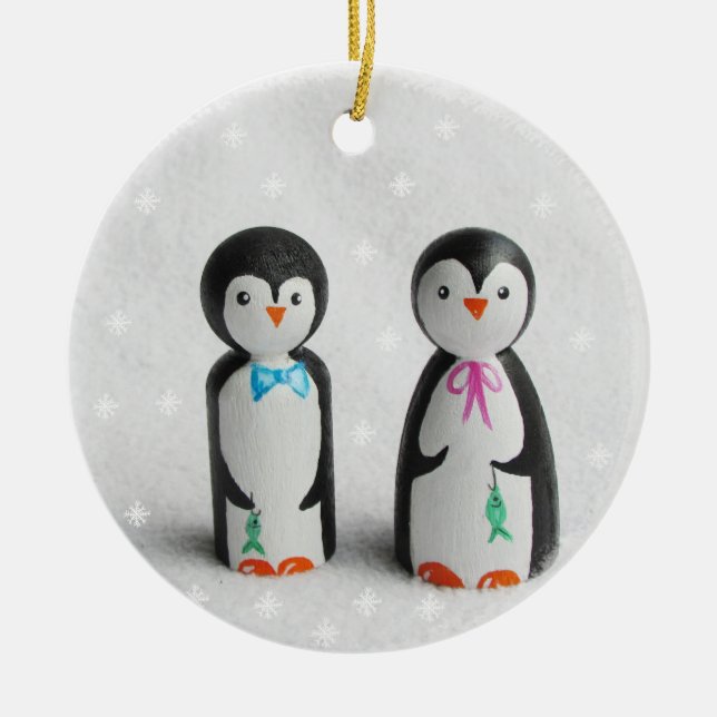 Cute Penguin Ceramic Ornament (Front)