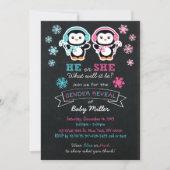 Cute Penguin Chalkboard Gender Reveal Invitation (Front)