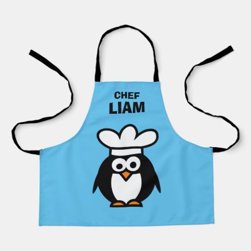 Cute penguin chef cartoon custom apron for kids