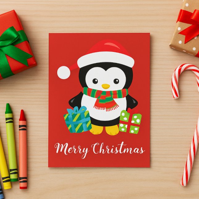 Cute Penguin Christmas Festive Holiday  Card (Creator Uploaded)