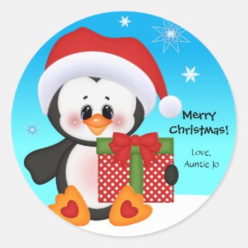 Cute Penguin Christmas Gift Sticker by BabyDelights at Zazzle
