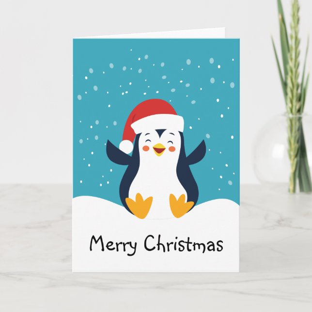 Cute Penguin Christmas Greeting Card (Front)