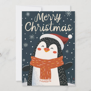 Cute Penguin Christmas Holiday Card
