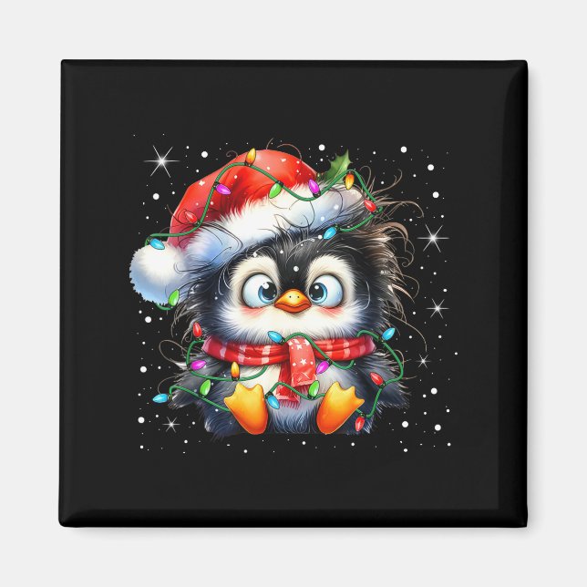 Cute Penguin Christmas Lights Penguins Lover Girls Magnet (Front)