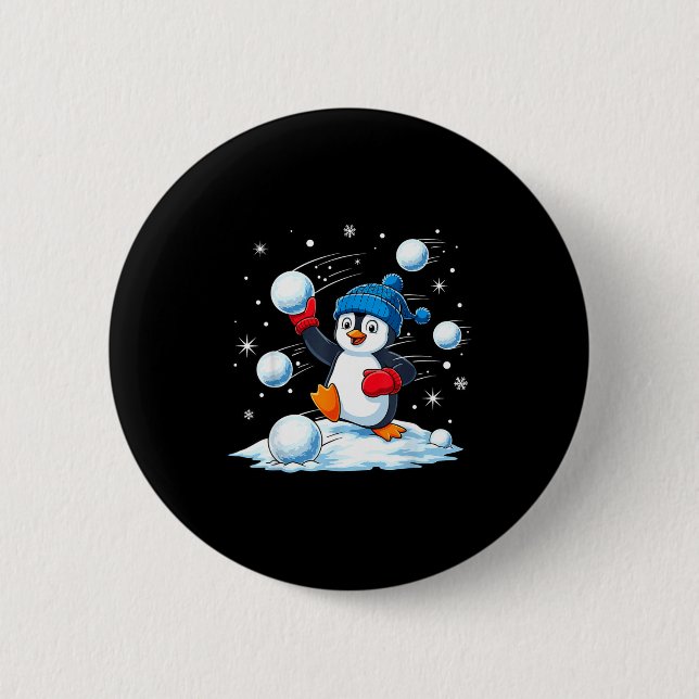 Cute Penguin Christmas Pajamas Shirt Boys, Penguin Button (Front)