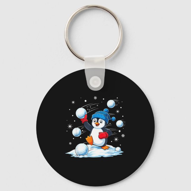 Cute Penguin Christmas Pajamas Shirt Boys, Penguin Keychain (Front)