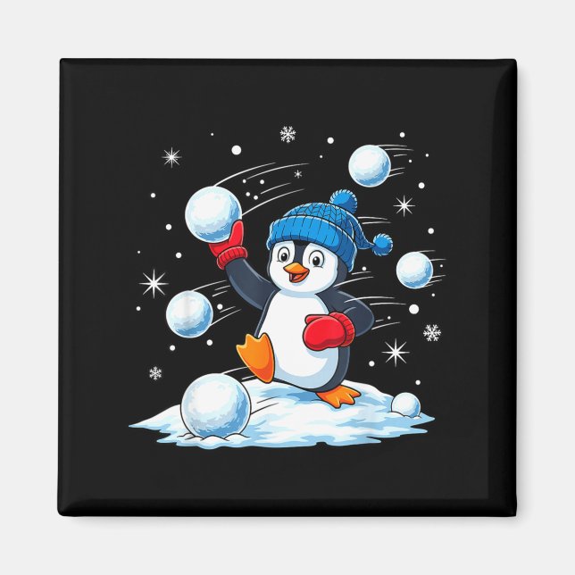 Cute Penguin Christmas Pajamas Shirt Boys, Penguin Magnet (Front)