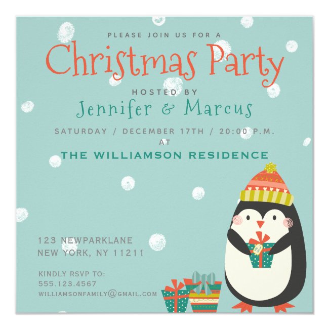 Cute Penguin | Christmas Party Invitation