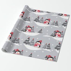 Cute Penguin Christmas Pattern Wrapping Paper