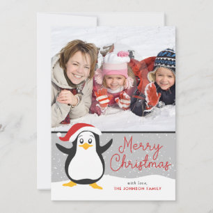 Cute Penguin Christmas Photo Card
