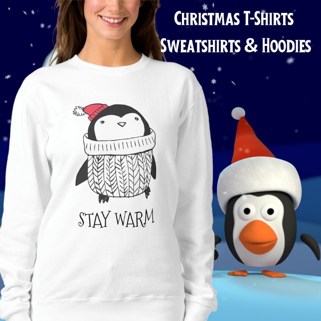 Cute Penguin Christmas Shirt (Penguin, Christmas, Cute, Ladies Sweatshirt)