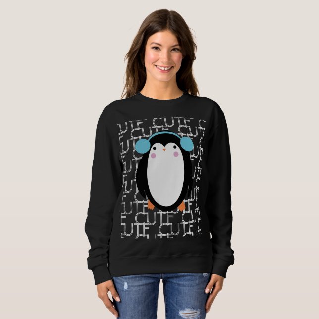 Cute Penguin Christmas Snowflake Winter Sweatshirt (Front Full)