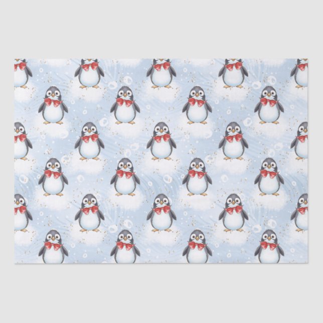 Cute Penguin Christmas  Tissue Paper (Front)
