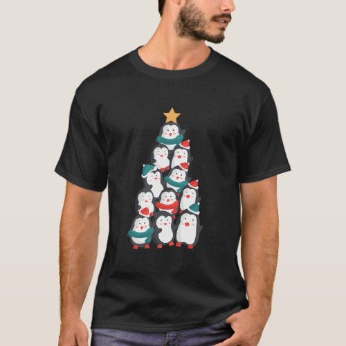 Cute Penguin Christmas Tree Gift Decor Xmas Tree T_Shirt