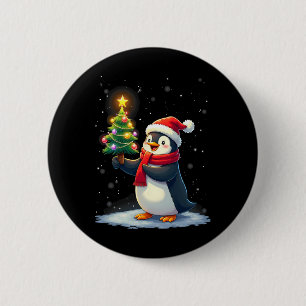 Cute Penguin Christmas Tree Pajama Girls Boys Funn Button