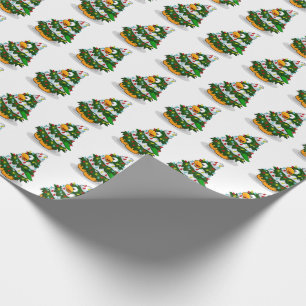 Cute Penguin Christmas Trees Wrapping Paper
