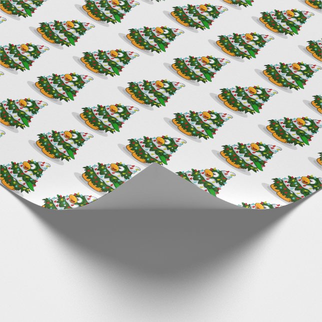 Cute Penguin Christmas Trees Wrapping Paper (Corner)