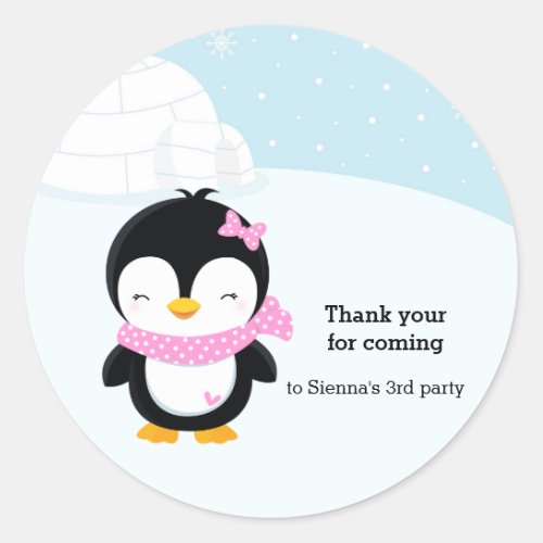 Cute penguin classic round sticker