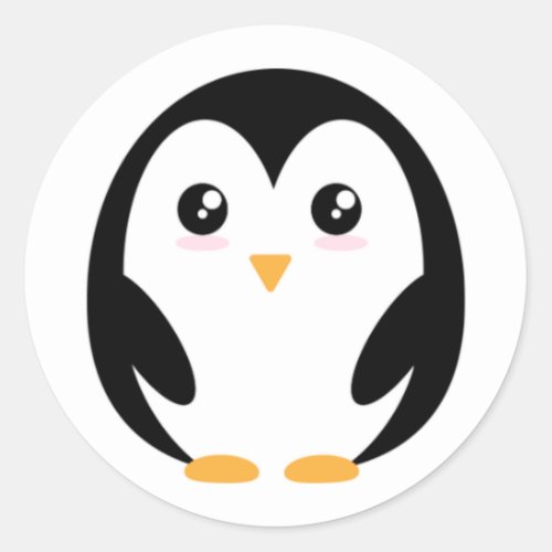 cute penguin classic round sticker