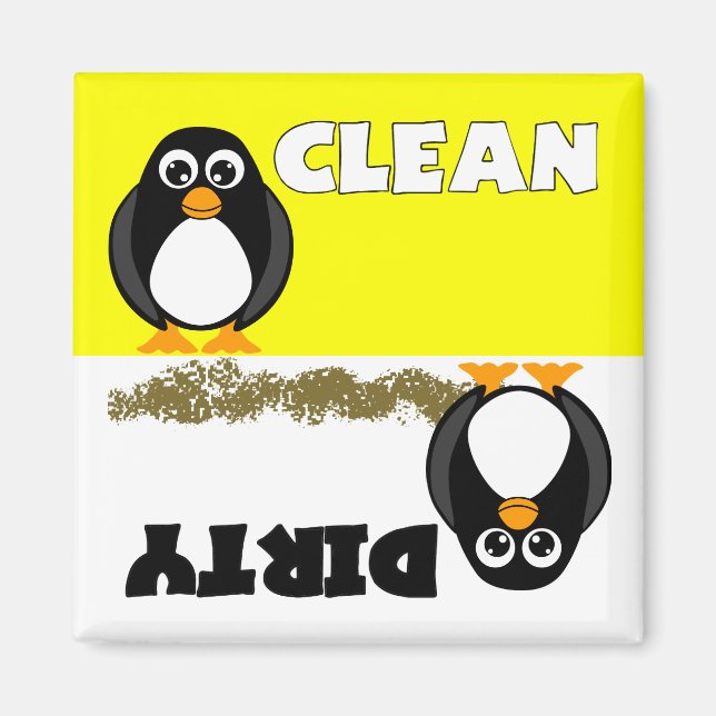 Cute Penguin Clean / Dirty Dishwasher Magnet (Front)
