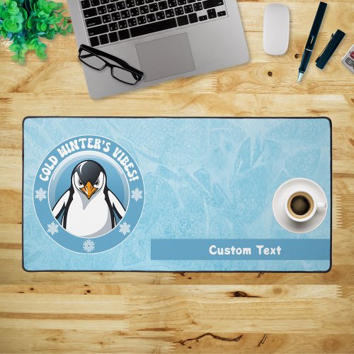 Cute Penguin Cold Winters Vibes Desk Mat