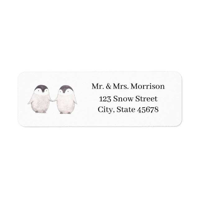 Cute Penguin Couple Custom Mailing Return Address Label (Front)